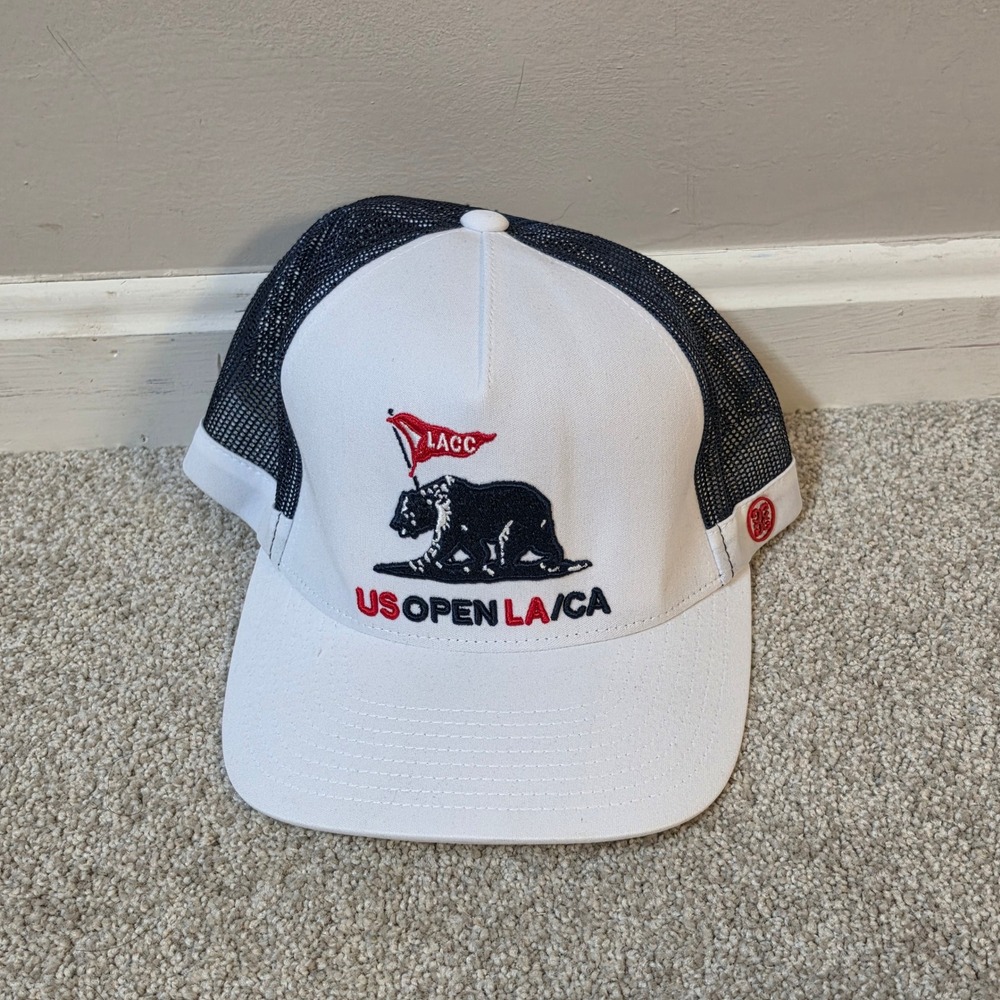 G/FORE US Open LA/CA LACC Trucker Hat White Navy Blue Snapback Golf Cap